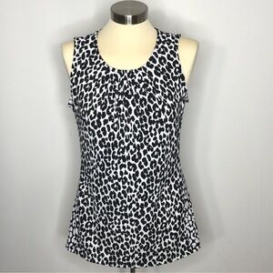 Black White animal print sleeveless Banana Republic Top blouse size Small